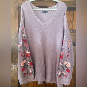 american eagle floral embroidered sweater